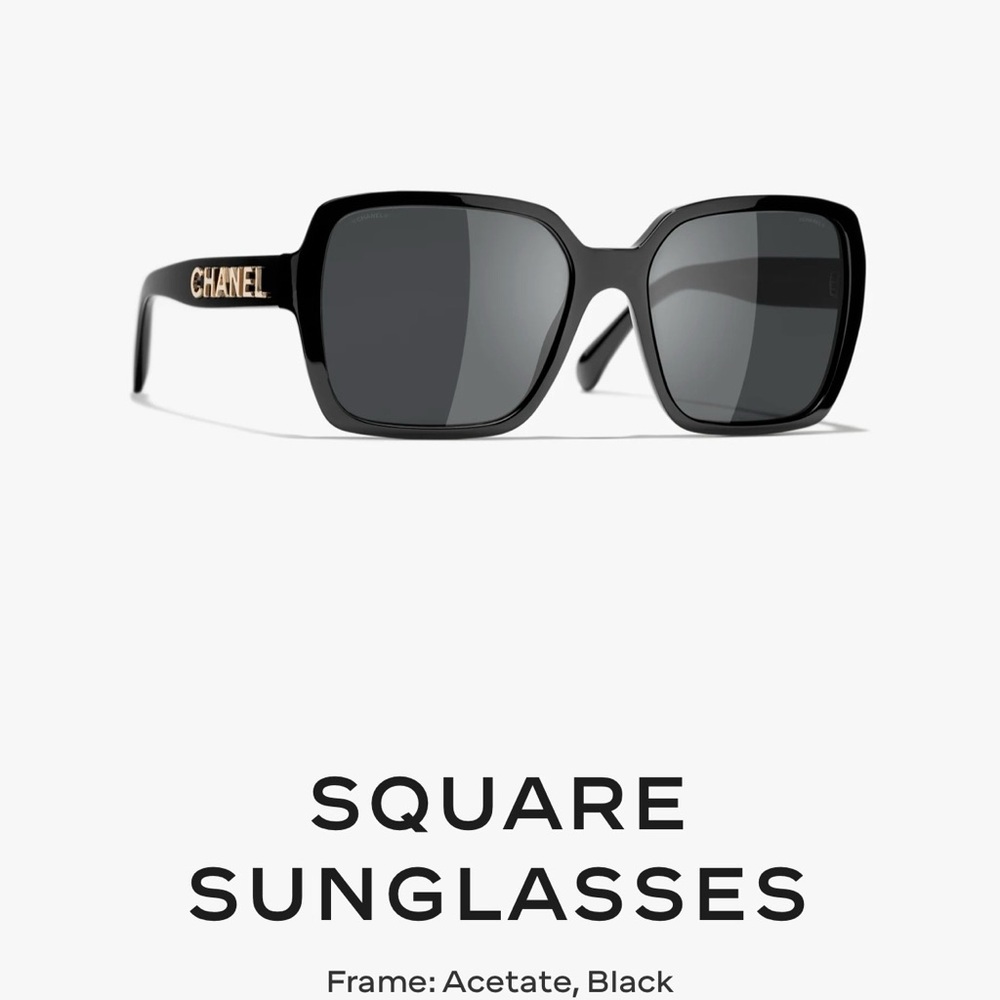 Chanel Black Square Sunglasses with Grey Lenses